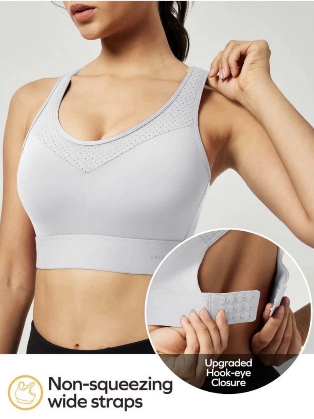 EWEDOOS WOMENS XL PADDED CHEST HIGH IMPACT GRAY SPORTS BRA